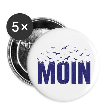 MOIN Nordsee Möwen Küste Shirt - Buttons klein 25 mm (5er Pack) - Weiß - Vorne