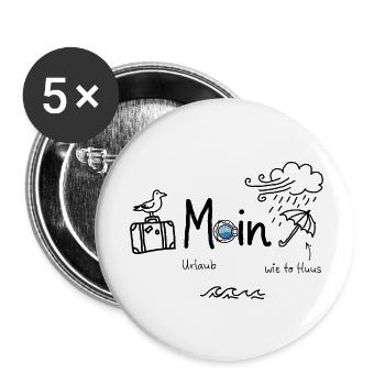 MOIN Küste Luxus Urlaub am Meer Ferienhaus - Buttons klein 25 mm (5er Pack) - Weiß - Vorne