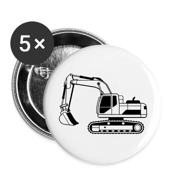 Bagger - Buttons klein 25 mm (5er Pack) - Weiß - Vorne