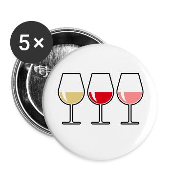 Weißwein Rotwein Roséwein (Wein / Bauchig / Zu) - Buttons klein 25 mm (5er Pack) - Weiß - Vorne