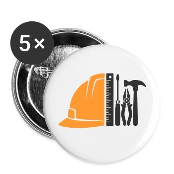 Casque d’outillage et de construction – Logo Craftsman - Lot de 5 petits badges (25 mm) - blanc - Devant