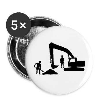 Kipper-Crew – Sandarbeiter - Buttons klein 25 mm (5er Pack) - Weiß - Vorne