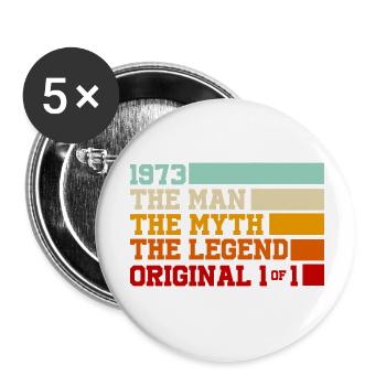 1973 Man Myth Legend Original 1of1 - Lot de 5 petits badges (25 mm) - blanc - Devant