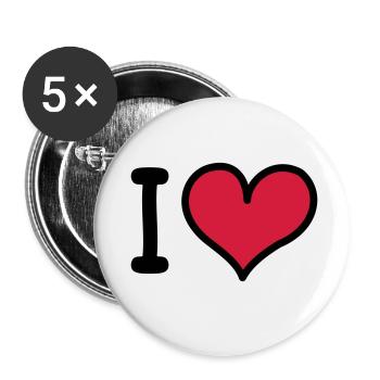 I Heart 3-colors - Buttons small 1''/25 mm (5-pack) - white - Front