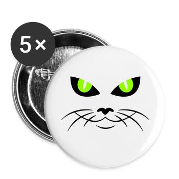 cat face - katzengesicht - Buttons small 1''/25 mm (5-pack) - white - Front