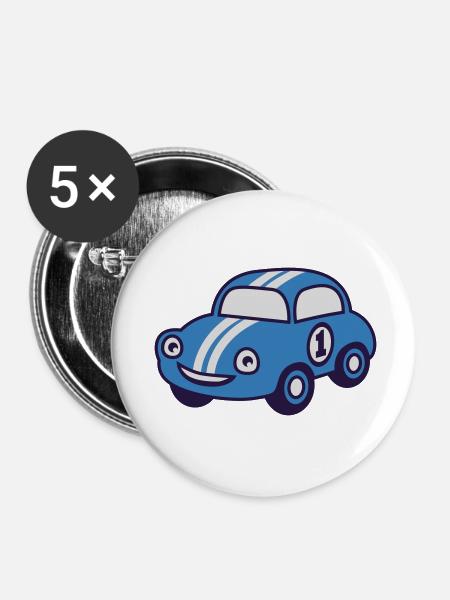 racing car - Buttons klein 25 mm (5er Pack) - Weiß
