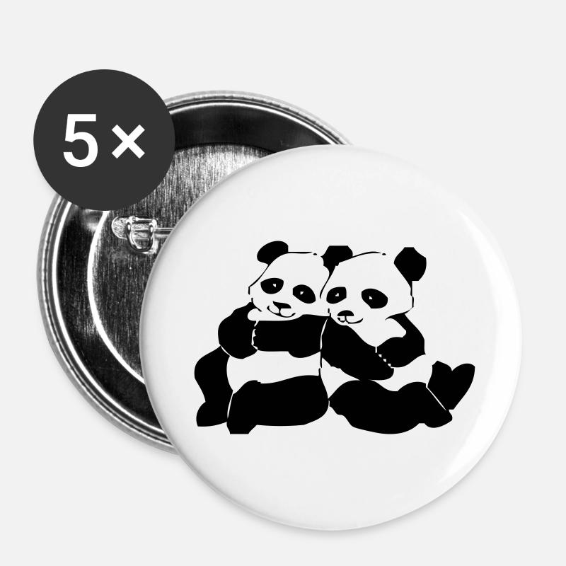 Panda - Buttons klein 25 mm (5er Pack) - Weiß