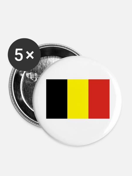 Belgien - Buttons klein 25 mm (5er Pack) - Weiß