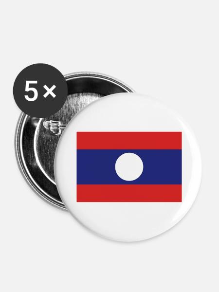 Laos - Buttons klein 25 mm (5er Pack) - Weiß