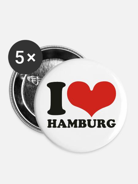 hamburg - Buttons klein 25 mm (5er Pack) - Weiß