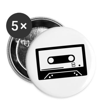 Cassette - DJ - Lot de 5 petits badges (25 mm) - blanc - Devant