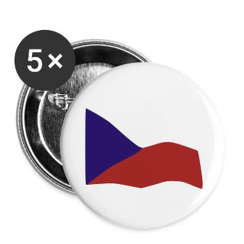 Drapeau de République Tchèque - Lot de 5 petits badges (25 mm) - blanc - Devant