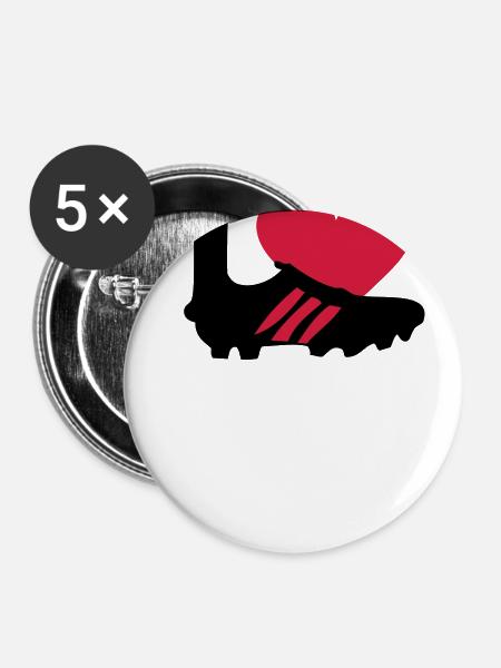 Fußball - Buttons klein 25 mm (5er Pack) - Weiß
