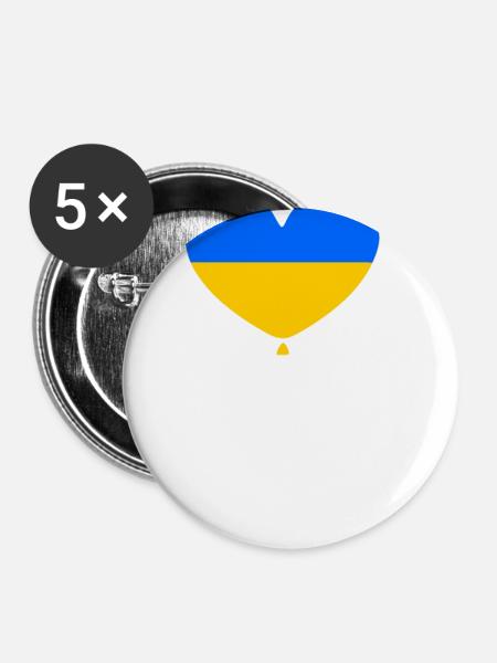 Ukraine - Buttons klein 25 mm (5er Pack) - Weiß