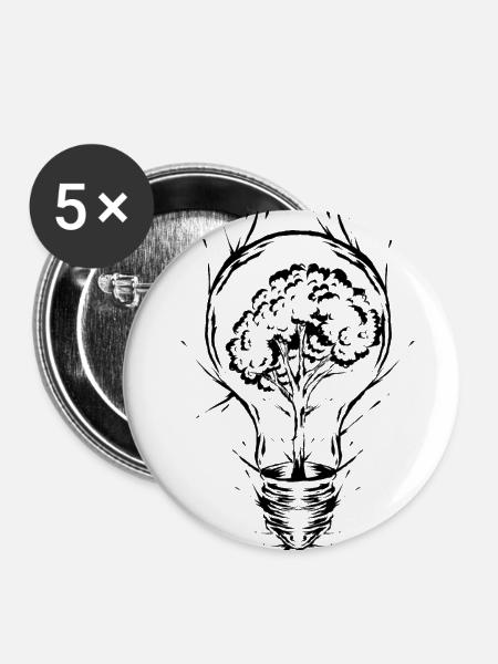 Klimaschutz Umweltschutz - Buttons klein 25 mm (5er Pack) - Weiß