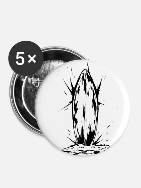 Surfer Surfboard - Buttons klein 25 mm (5er Pack) - Weiß