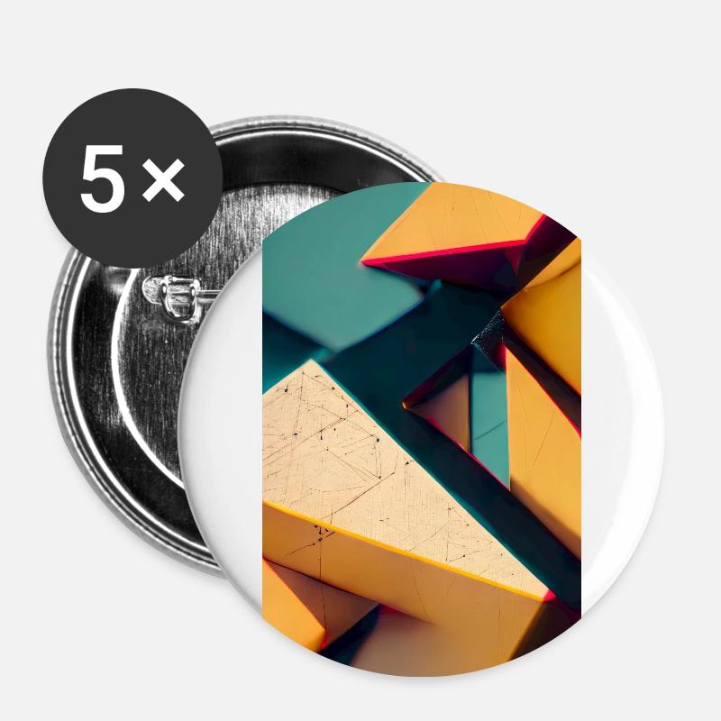 Impossible geometry - Buttons small 1''/25 mm (5-pack) - white