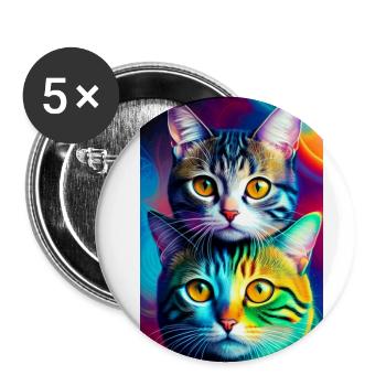 Marvellous domestic short haired cats - Buttons small 1''/25 mm (5-pack) - white - Front