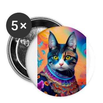 domestic short haired cat - Buttons small 1''/25 mm (5-pack) - white - Front