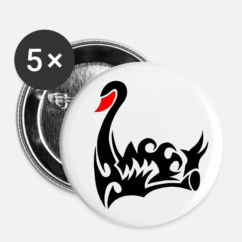 Cygne - Lot de 5 petits badges (25 mm) - blanc