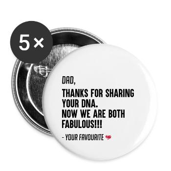 sous forme de cadeau du jour de père drôle fils et sa fille - Lot de 5 petits badges (25 mm) - blanc - Devant