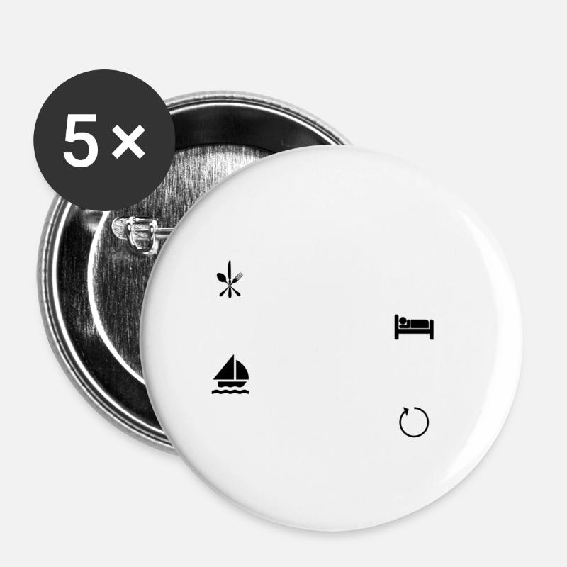 Eat, sleep, sail, repeat - sailing - sailor - boat - Buttons small 1''/25 mm (5-pack) - white