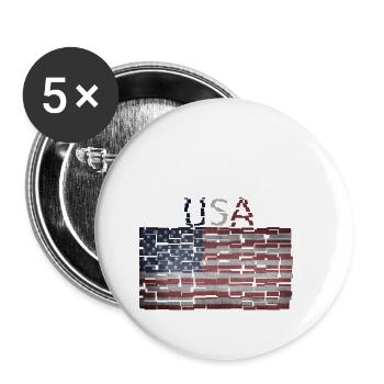 USA Flag - Gift Idea - Buttons small 1''/25 mm (5-pack) - white - Front
