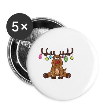 Noël rétro style grunge vintage - Lot de 5 petits badges (25 mm) - blanc - Devant