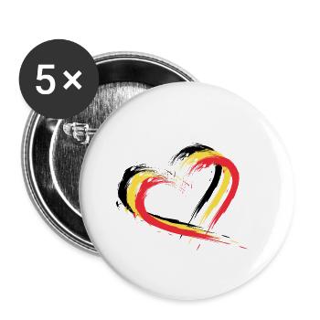 Herz Bürste Flagge Belgien Fahne Design Farben - Buttons klein 25 mm (5er Pack) - Weiß - Vorne