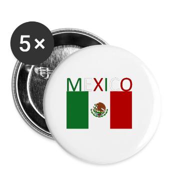 Mexique - drapeau du Mexique - idée cadeau design - Lot de 5 petits badges (25 mm) - blanc - Devant