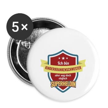 Kinderkrankenschwester Superheldin Danke sagen - Buttons klein 25 mm (5er Pack) - Weiß - Vorne