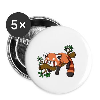 Roter Panda Pandabär Bär Großer Lustiger Süßer Rot - Buttons klein 25 mm (5er Pack) - Weiß - Vorne