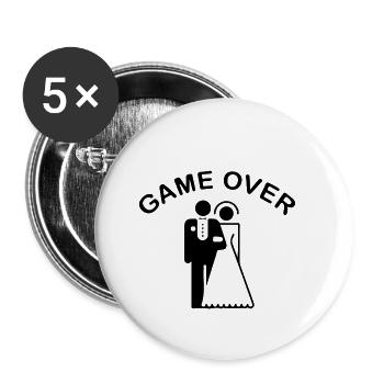 Spiel über Hochzeit Humor Geschenk - Buttons klein 25 mm (5er Pack) - Weiß - Vorne