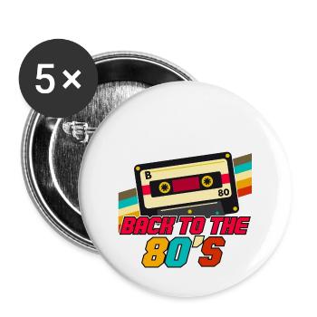Zurück zu 80er Jahre Retro Vintage Cassette Tape - Buttons klein 25 mm (5er Pack) - Weiß - Vorne