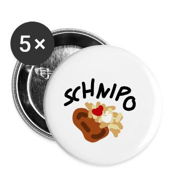 Schnipo Schnitzel Pommes - Buttons klein 25 mm (5er Pack) - Weiß - Vorne