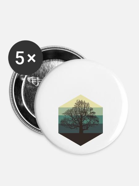 Baum - Buttons klein 25 mm (5er Pack) - Weiß