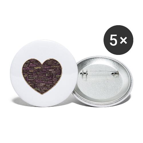 Heart Dark-Clans Roma -Gypsy Tribes Word Art Cloud - Buttons klein 25 mm (5er Pack)