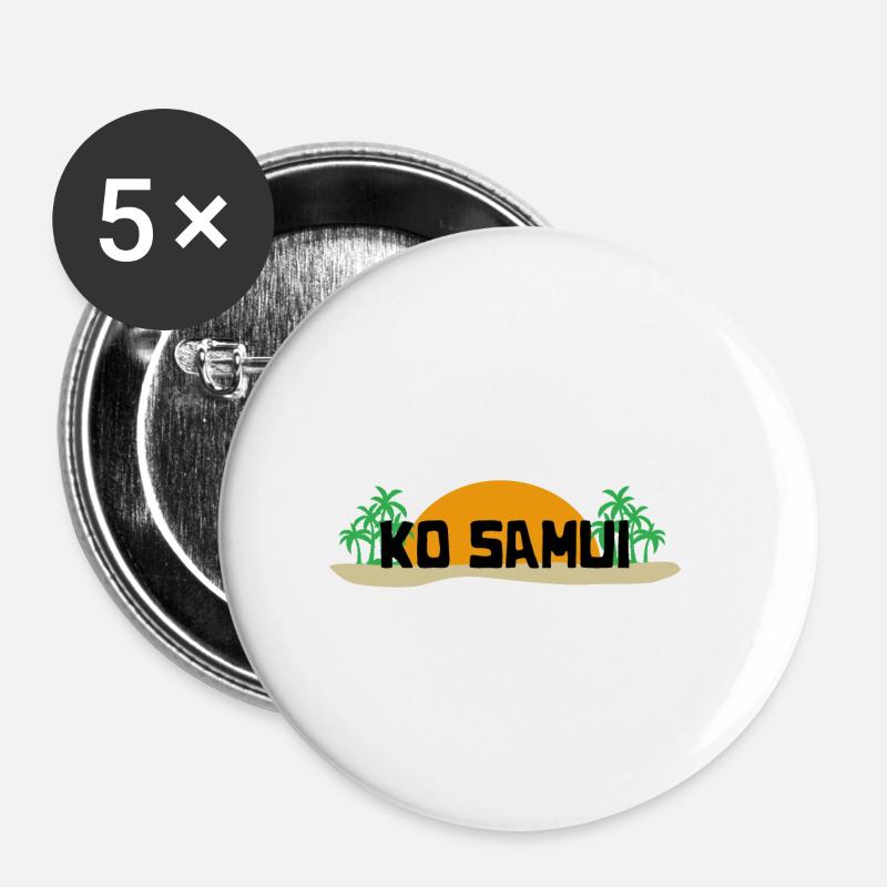 Ko Samui Thailand Koh Insel Geschenk Souvenir - Buttons klein 25 mm (5er Pack) - Weiß