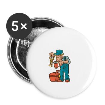 Facility manager caretaker comic cartoon profession - Buttons small 1''/25 mm (5-pack) - white - Front