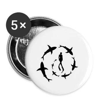 Sharks 4 - Buttons small 1''/25 mm (5-pack) - white - Front