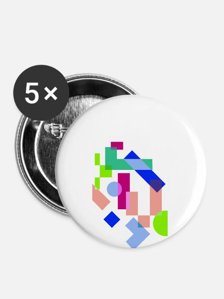Kunst - Buttons klein 25 mm (5er Pack) - Weiß