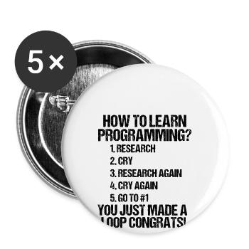 How do you become a programmer? - Buttons small 1''/25 mm (5-pack) - white - Front