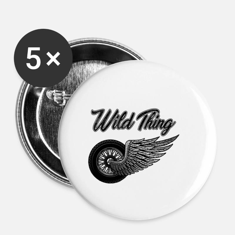 Wild Thing motorcycle wing woman gift idea - Buttons small 1''/25 mm (5-pack) - white