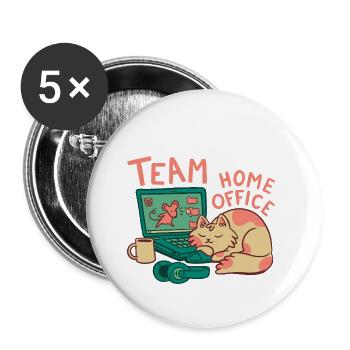 Team Home Office Cat - Buttons small 1''/25 mm (5-pack) - white - Front