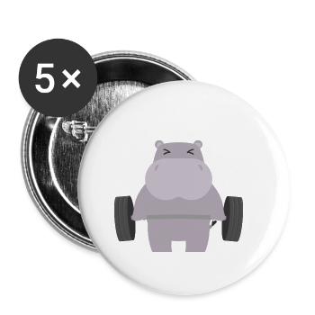 Nilpferd - Buttons klein 25 mm (5er Pack) - Weiß - Vorne