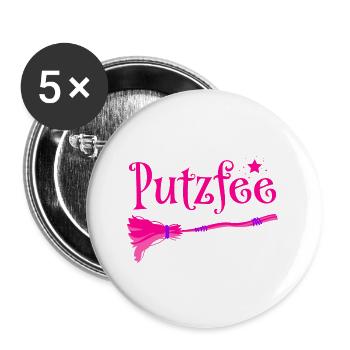 Putzfee Lustiger Spruch Putzfrau Haushalt Geschenk - Buttons klein 25 mm (5er Pack) - Weiß - Vorne