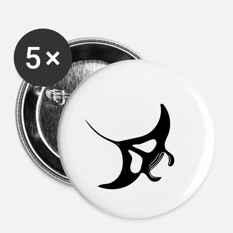 Manta Ray Vector - Buttons small 1''/25 mm (5-pack) - white