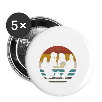 Poulets de soie Silkie Poulets - Lot de 5 petits badges (25 mm) - blanc - Devant