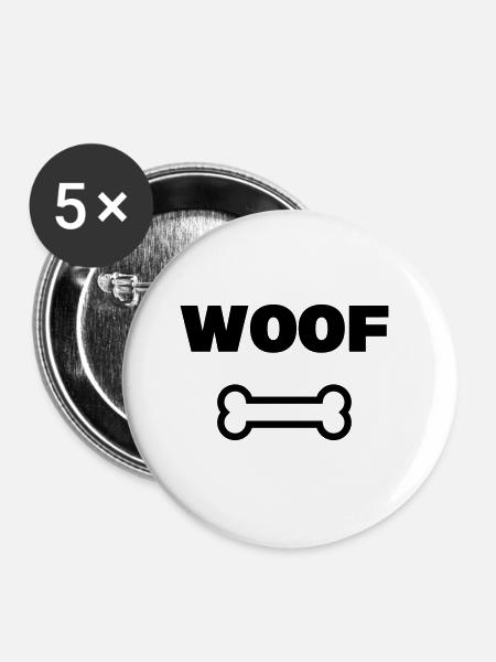 WOOF - Buttons klein 25 mm (5er Pack) - Weiß