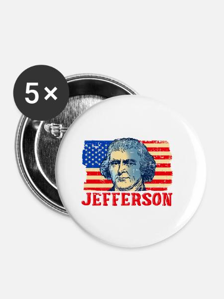 Thomas Jefferson - Buttons klein 25 mm (5er Pack) - Weiß